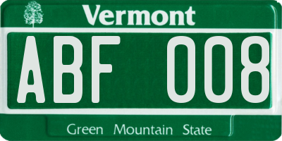 VT license plate ABF008