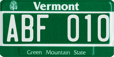 VT license plate ABF010