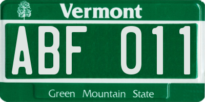 VT license plate ABF011