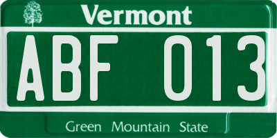 VT license plate ABF013