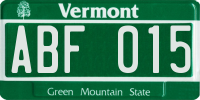 VT license plate ABF015