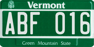 VT license plate ABF016