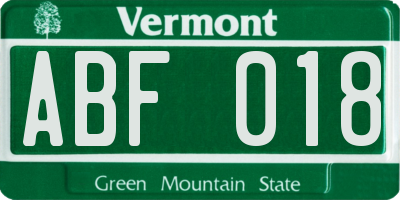 VT license plate ABF018