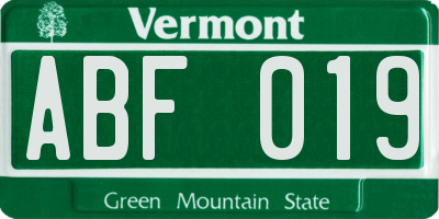 VT license plate ABF019