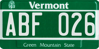 VT license plate ABF026