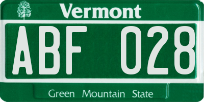 VT license plate ABF028