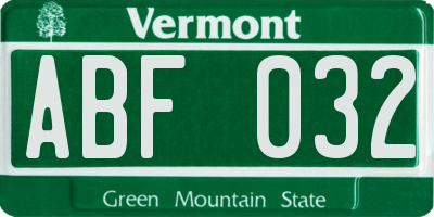 VT license plate ABF032