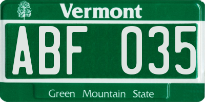 VT license plate ABF035