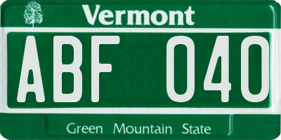 VT license plate ABF040