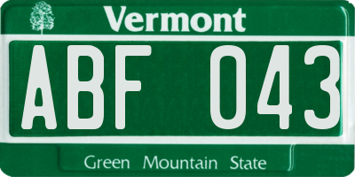 VT license plate ABF043