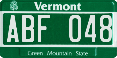 VT license plate ABF048