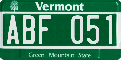 VT license plate ABF051