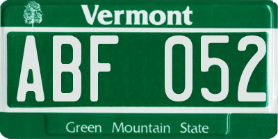 VT license plate ABF052