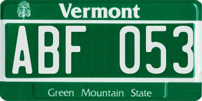 VT license plate ABF053