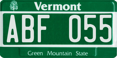 VT license plate ABF055