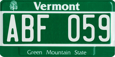 VT license plate ABF059