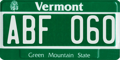 VT license plate ABF060