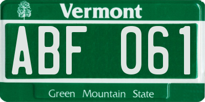 VT license plate ABF061