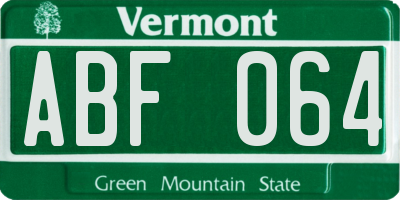 VT license plate ABF064