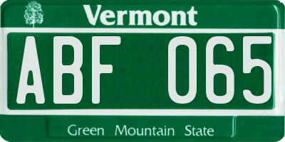 VT license plate ABF065