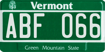 VT license plate ABF066