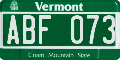 VT license plate ABF073