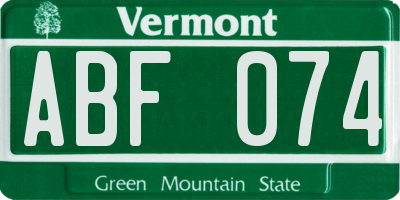 VT license plate ABF074