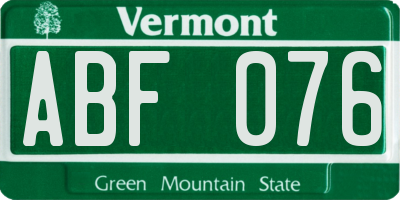 VT license plate ABF076