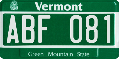 VT license plate ABF081