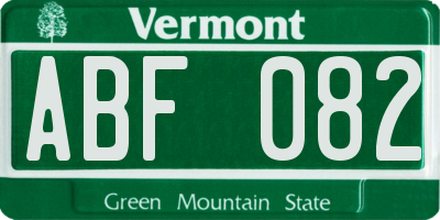 VT license plate ABF082