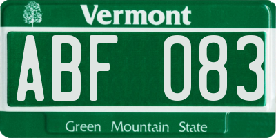 VT license plate ABF083