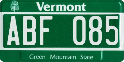 VT license plate ABF085