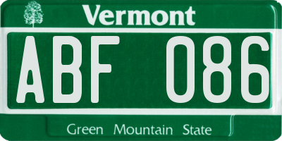 VT license plate ABF086