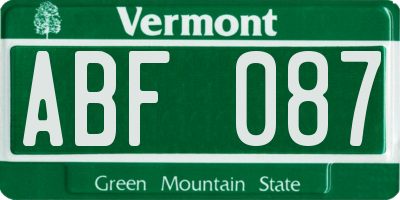 VT license plate ABF087