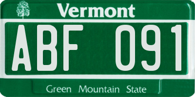 VT license plate ABF091