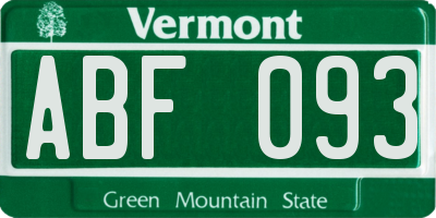 VT license plate ABF093