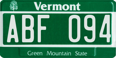 VT license plate ABF094