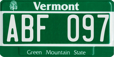 VT license plate ABF097