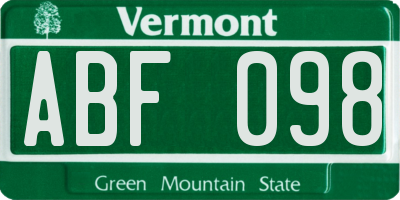 VT license plate ABF098