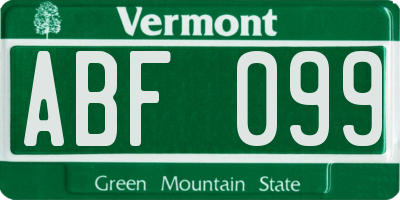 VT license plate ABF099