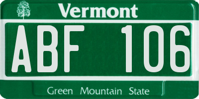 VT license plate ABF106