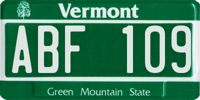 VT license plate ABF109