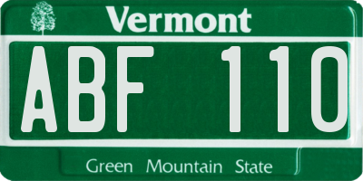VT license plate ABF110