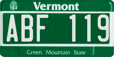 VT license plate ABF119