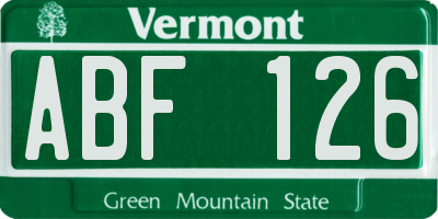 VT license plate ABF126