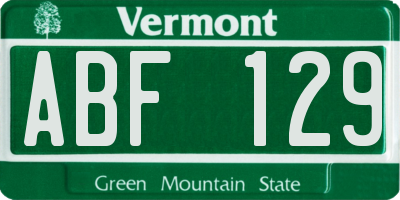 VT license plate ABF129