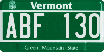 VT license plate ABF130