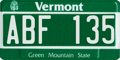 VT license plate ABF135