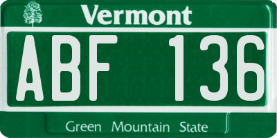 VT license plate ABF136