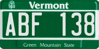 VT license plate ABF138